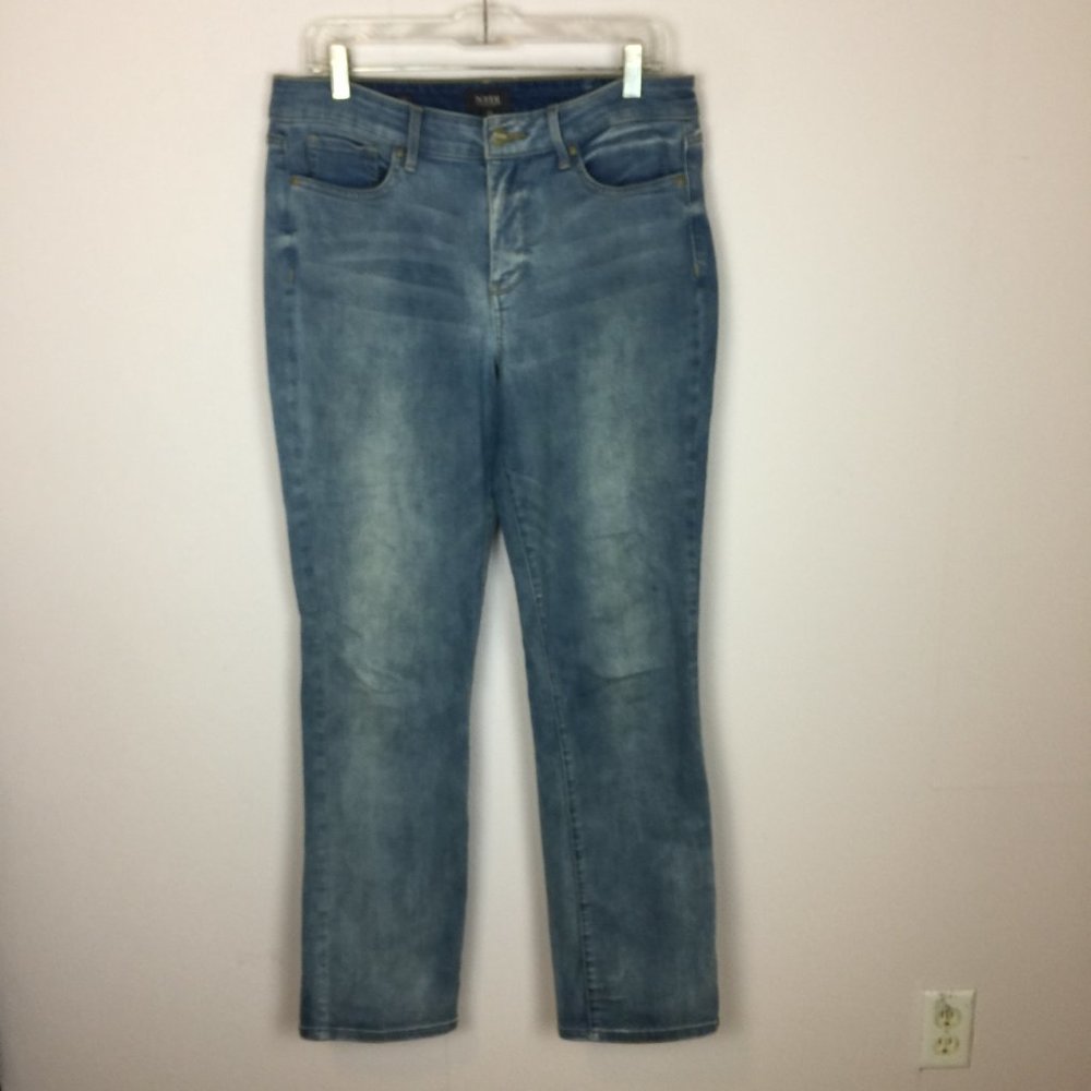 NYDJ Not Your Daughter Jeans Womens 12 Marilyn Straight Light Wash High Rise